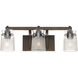 Travers 3 Light 23 inch Rubbed Bronze Bath Vanity Wall Light